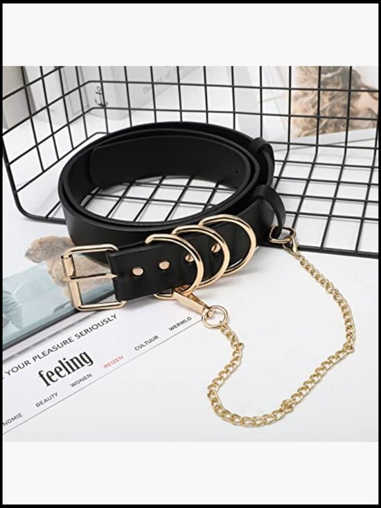 Women\'s Faux Leather Waist Belt - Adjustable Punk Classic Style with Metal